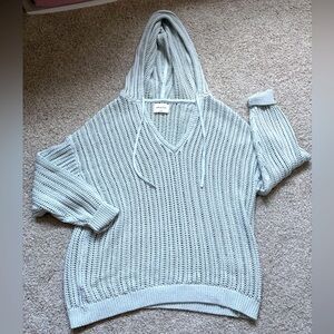 Aritzia Wilfred Free Knit Hoodie Light Blue Knit Sweater NWOT